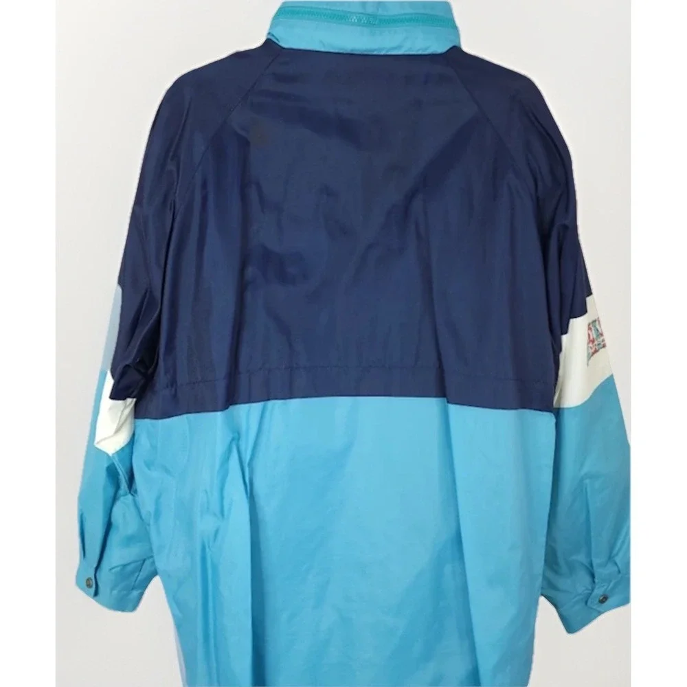 Vintage 90s Colorblock Sailing Jacket Men's‎ M Aqua Navy Windbreaker Zip Lined